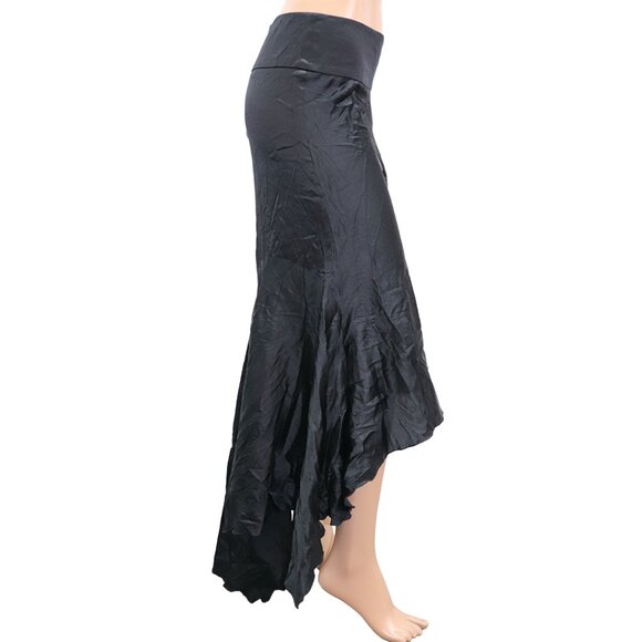 Marciano Black Silk high-low ruffle asymmetrical skirt S - Picture 4 of 5
